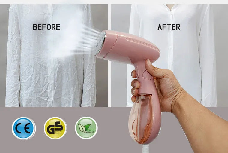 Sokany pink portable steam ironing brush with EU plug for clothes smoothing