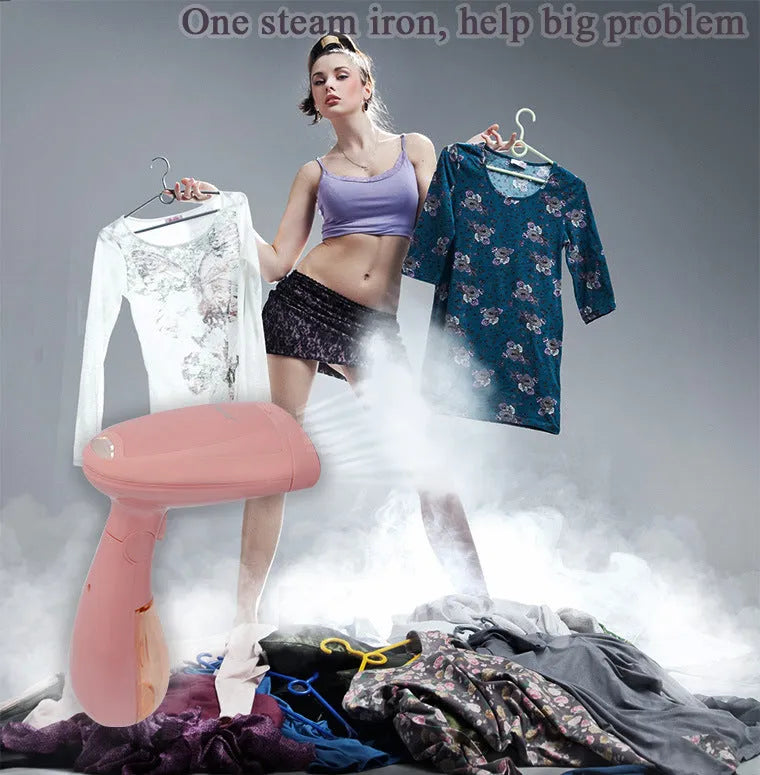 Sokany pink portable steam ironing brush with EU plug for clothes smoothing