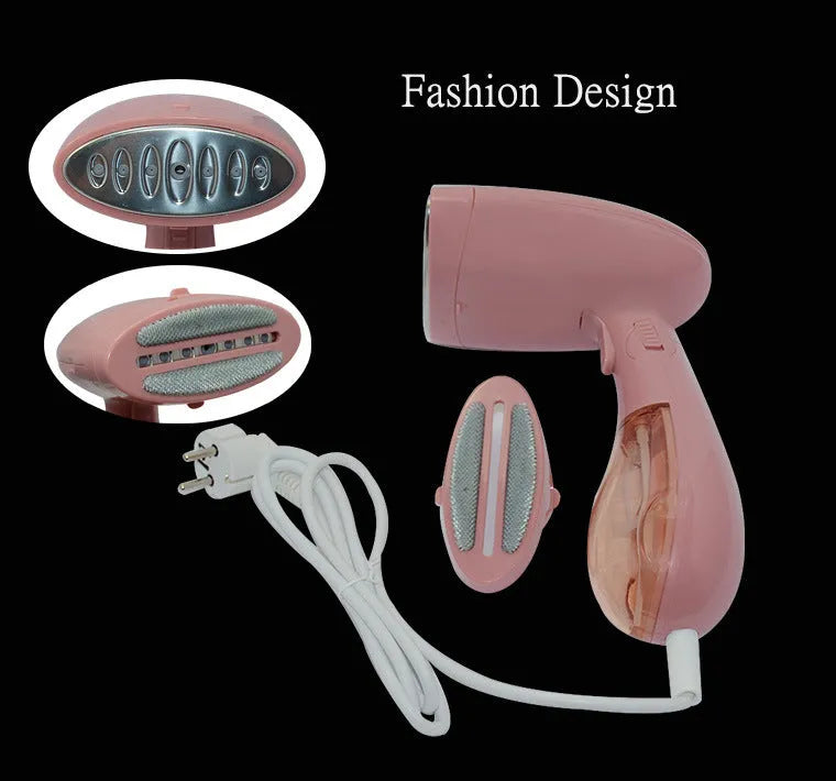 Sokany pink portable steam ironing brush with EU plug for clothes smoothing