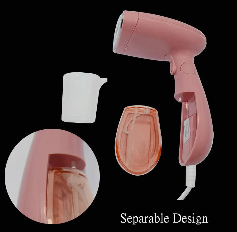 Sokany pink portable steam ironing brush with EU plug for clothes smoothing