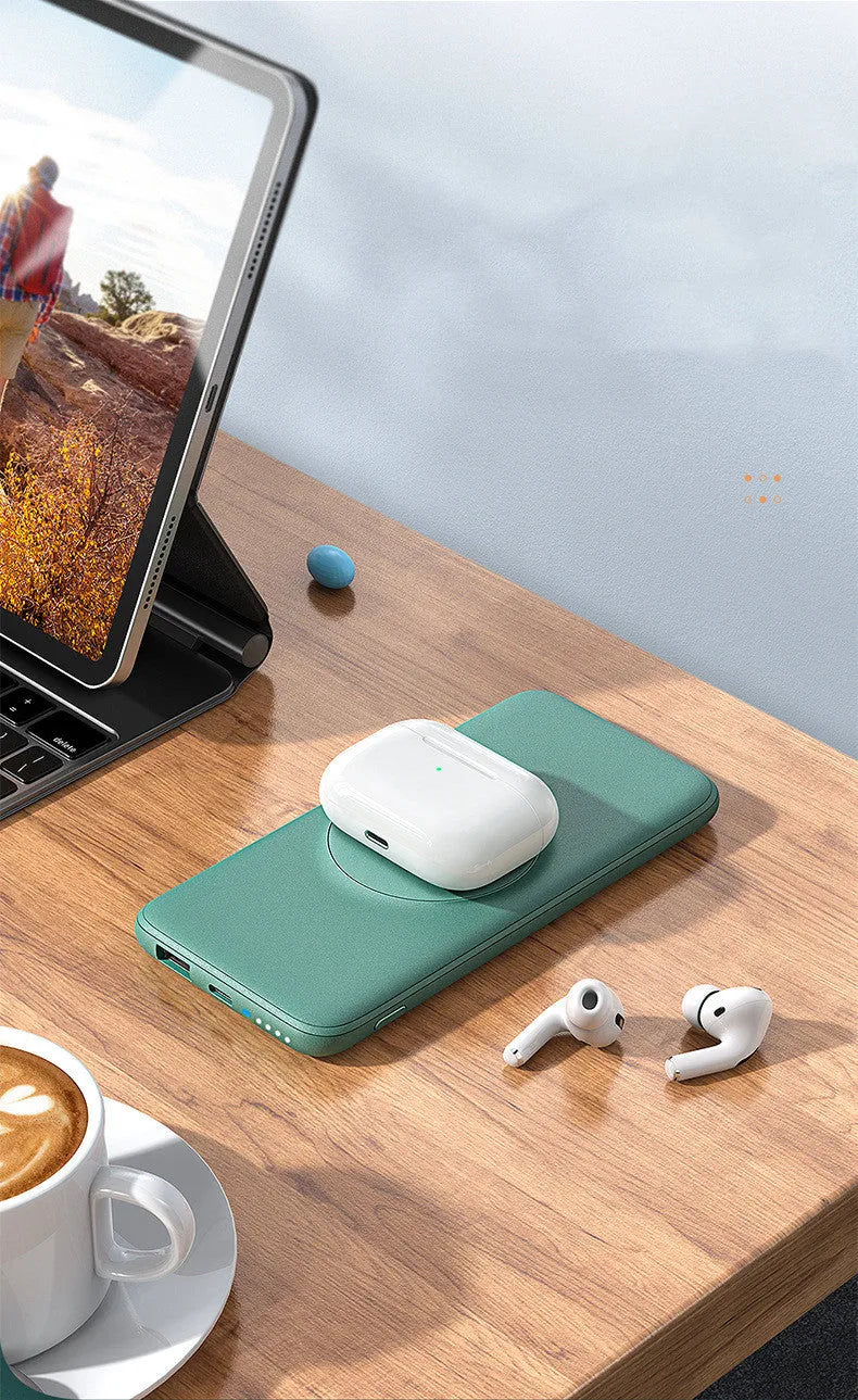 Maiduo MagSafe magnetic wireless charging power bank in mint green with 10000mAh capacity and 20W fast charging