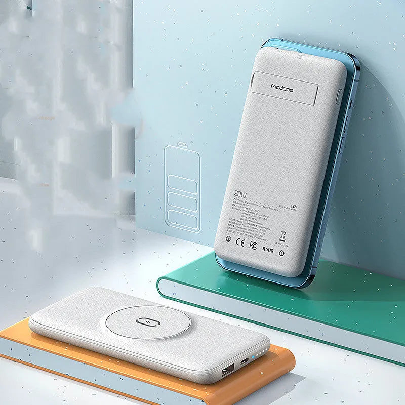 Maiduo MagSafe magnetic wireless charging power bank in mint green with 10000mAh capacity and 20W fast charging