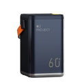 Grey outdoor portable power bank with 60000mAh capacity, multi-U ports, and two-way fast charging