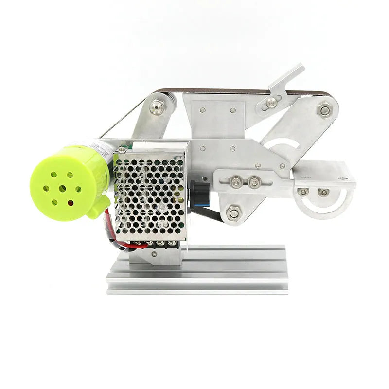 Desktop belt sharpening machine with adjustable angle mechanism and speed control for tool maintenance