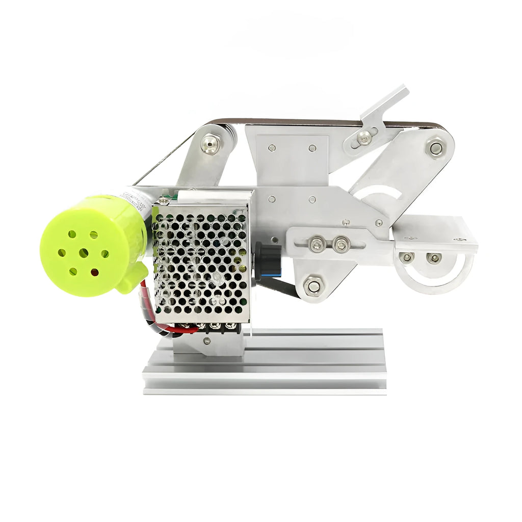 Desktop belt sharpening machine with adjustable angle mechanism and speed control for tool maintenance