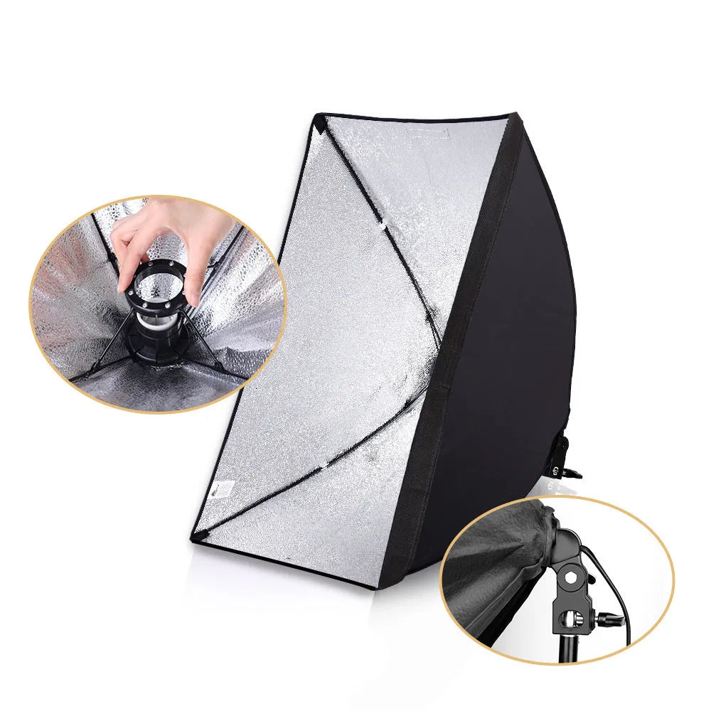 LIBEN photography softbox kit with 50x70cm soft light cloth on 2 metre light stand