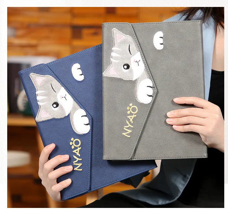 Compatible iPad Pro 11 protective cover with cartoon design and suction holder in dark green
