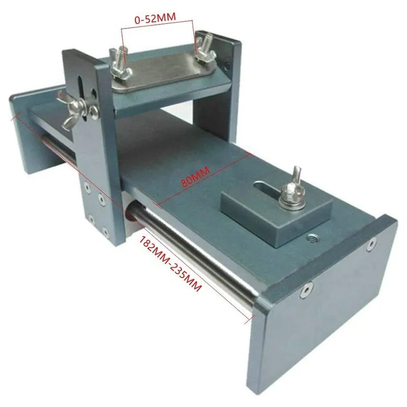 Fixed angle sharpening tool for woodworking chisels and planers on a workshop bench