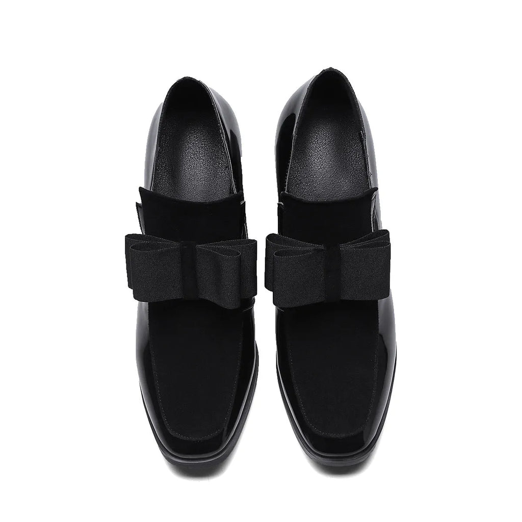 Women's large size high heel shoes with thick 8cm heel in black patent leather