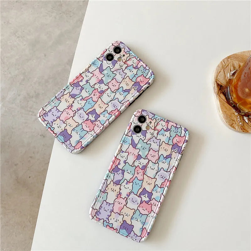 Colourful TPU cartoon protective phone case for iPhone, slim design with flexible material