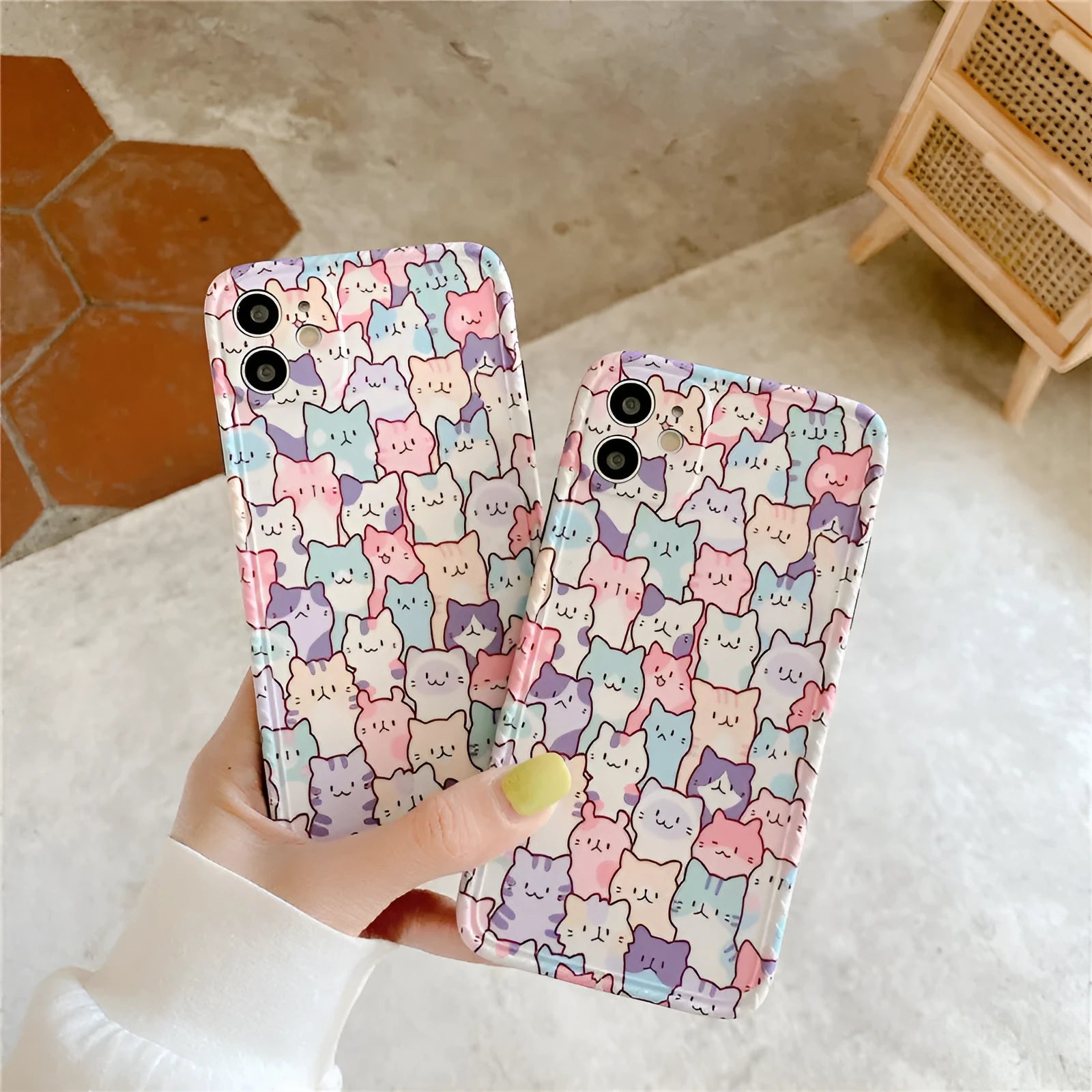 Colourful TPU cartoon protective phone case for iPhone, slim design with flexible material