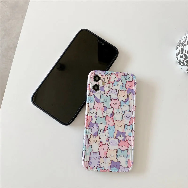 Colourful TPU cartoon protective phone case for iPhone, slim design with flexible material