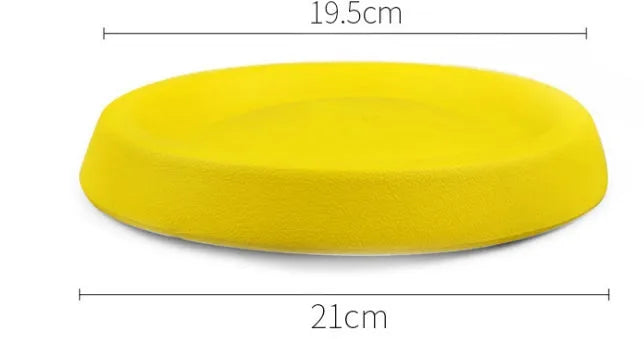 Yellow EVA material dog throwing toy for training and bonding activities