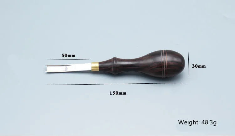Thinning knife with a wide shovel edge drum shovel blade for section cutting, a leather hand tool.