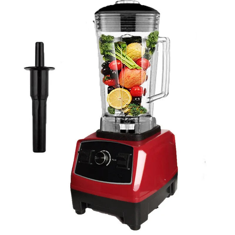 Black 2L 2200W blender with broken wall design and three-speed control dial on countertop