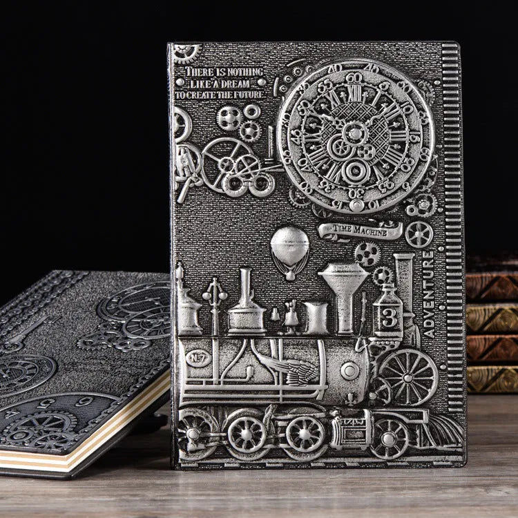Retro embossed notepad diary with European relief design in bronze colour