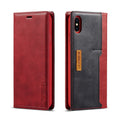 Retro brown leather flip wallet phone case for iPhone with card slots open