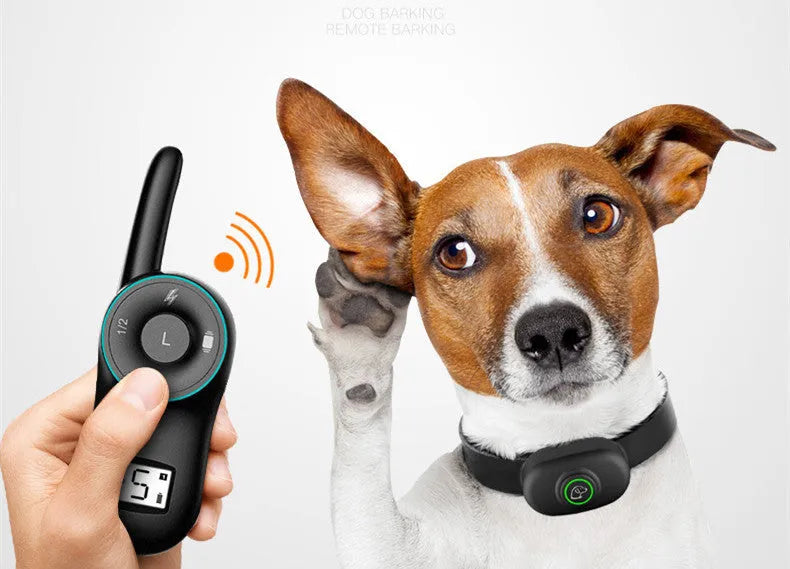 Waterproof rechargeable remote dog training collar with shock, vibration, and beep modes in black or orange