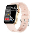 D06 smart watch with colour screen on a liquid silicone strap, showing split-screen display.