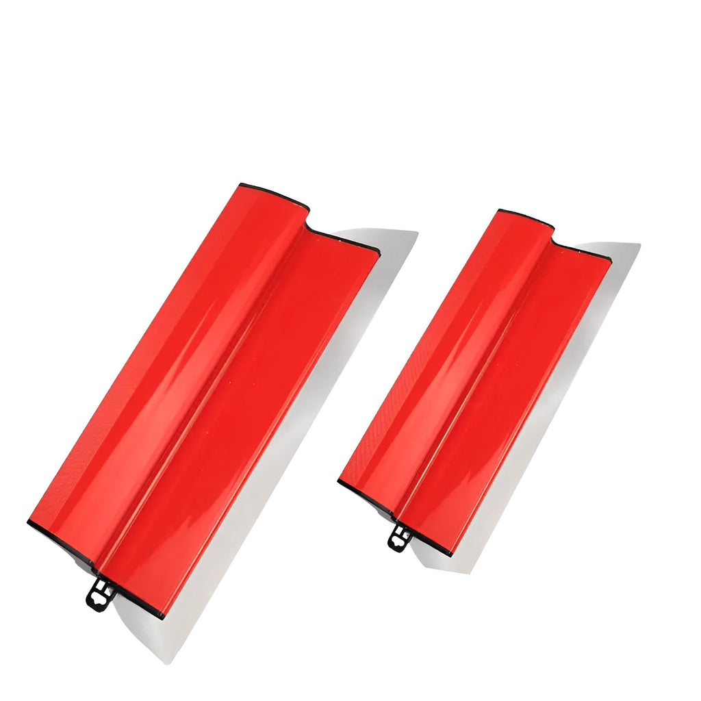 40 cm long grey and red leveling scraper tool for wall putty and wallpaper work