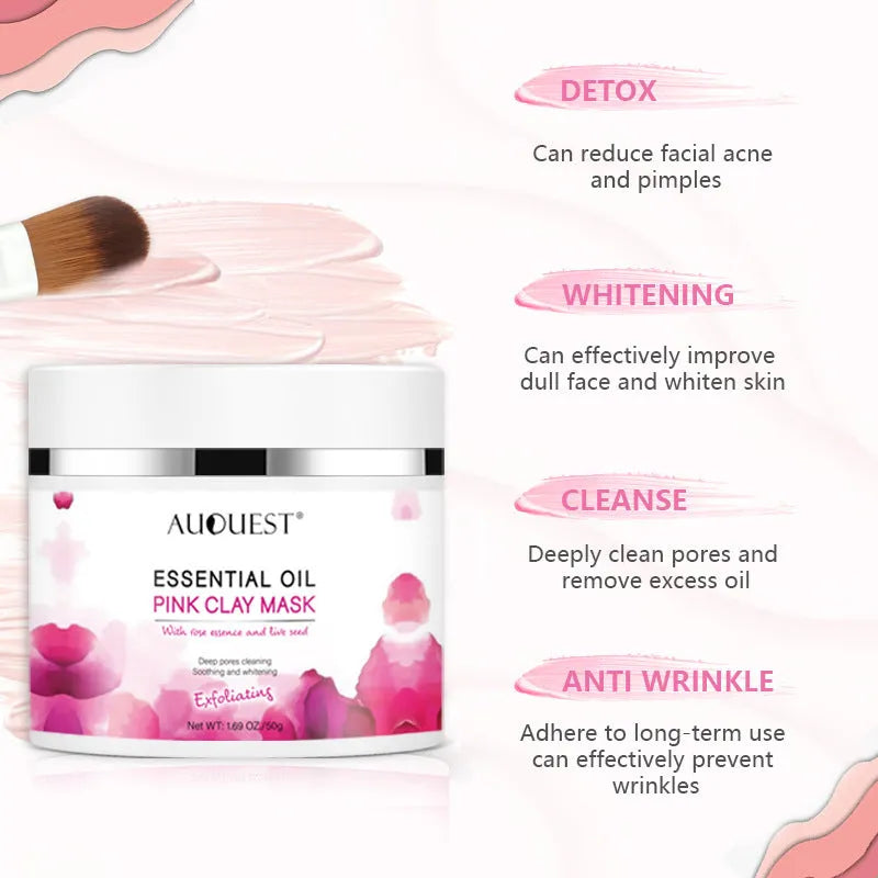 Exfoliating mask powder in white paste form with rosehip oil for deep cleansing and blackhead removal