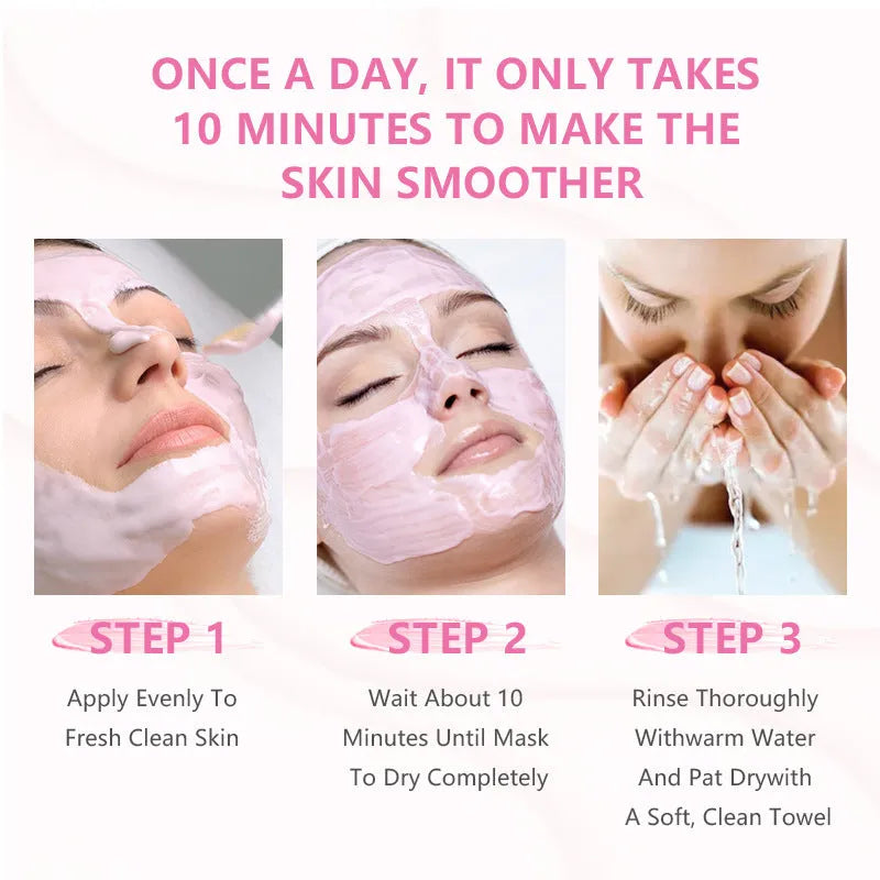 Exfoliating mask powder in white paste form with rosehip oil for deep cleansing and blackhead removal