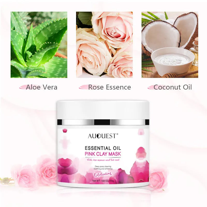 Exfoliating mask powder in white paste form with rosehip oil for deep cleansing and blackhead removal