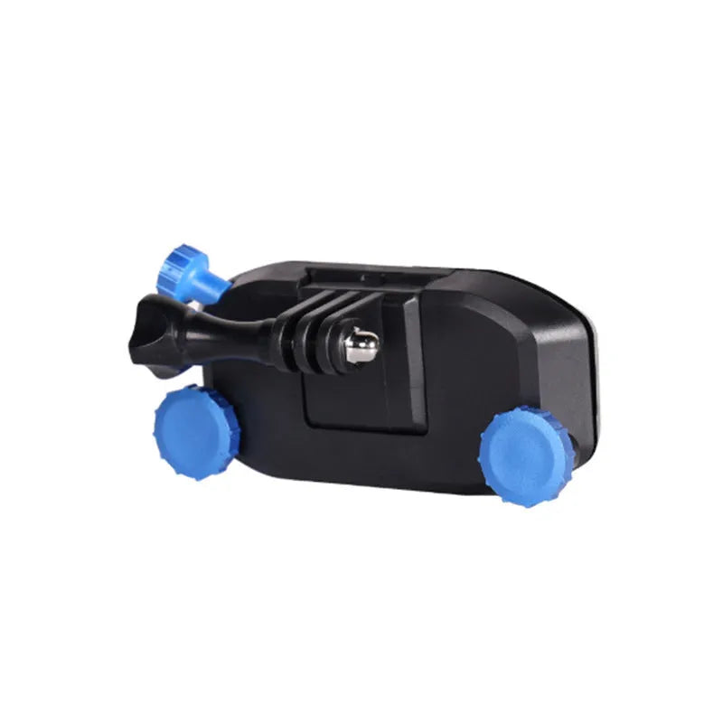 Plastic quick-hanging backpack clip for sports cameras in blue and red colour options