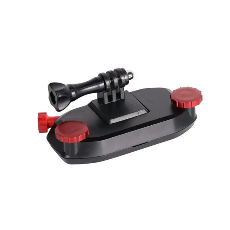Plastic quick-hanging backpack clip for sports cameras in blue and red colour options