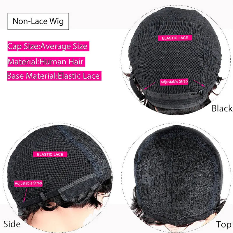 Women's hand-cranked real hair wavy wig natural colour medium length with mechanical rotating wave design