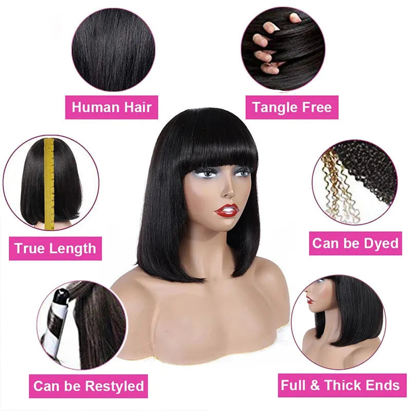 Women's hand-cranked real hair wavy wig natural colour medium length with mechanical rotating wave design