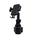 Black ABS car phone holder with adjustable arm and foam contact surfaces for mobile phone protection