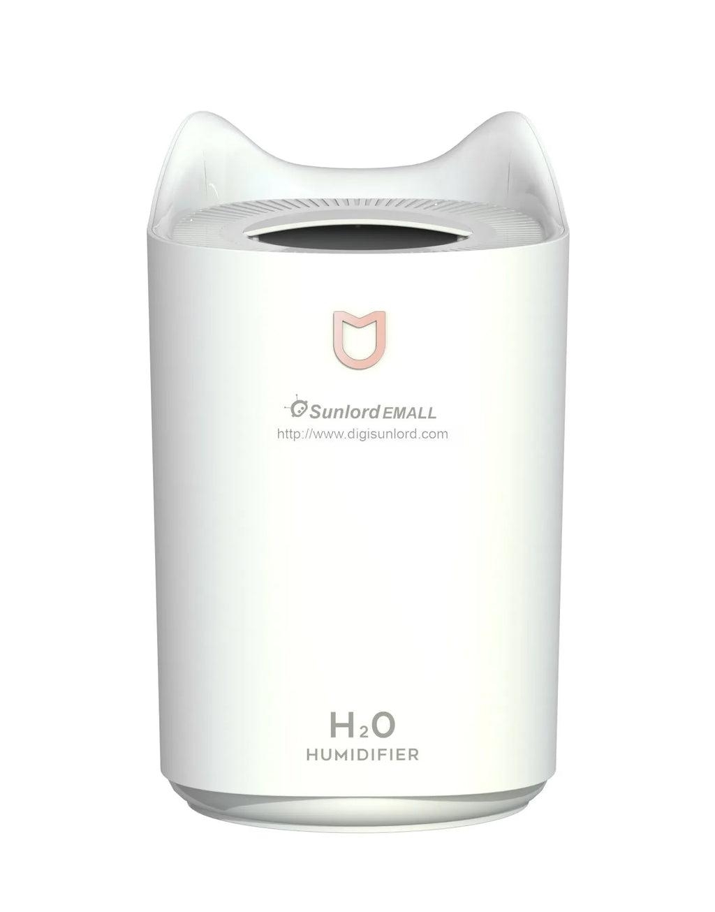 Coral Pink double spray humidifier with three mist outlets and USB cable