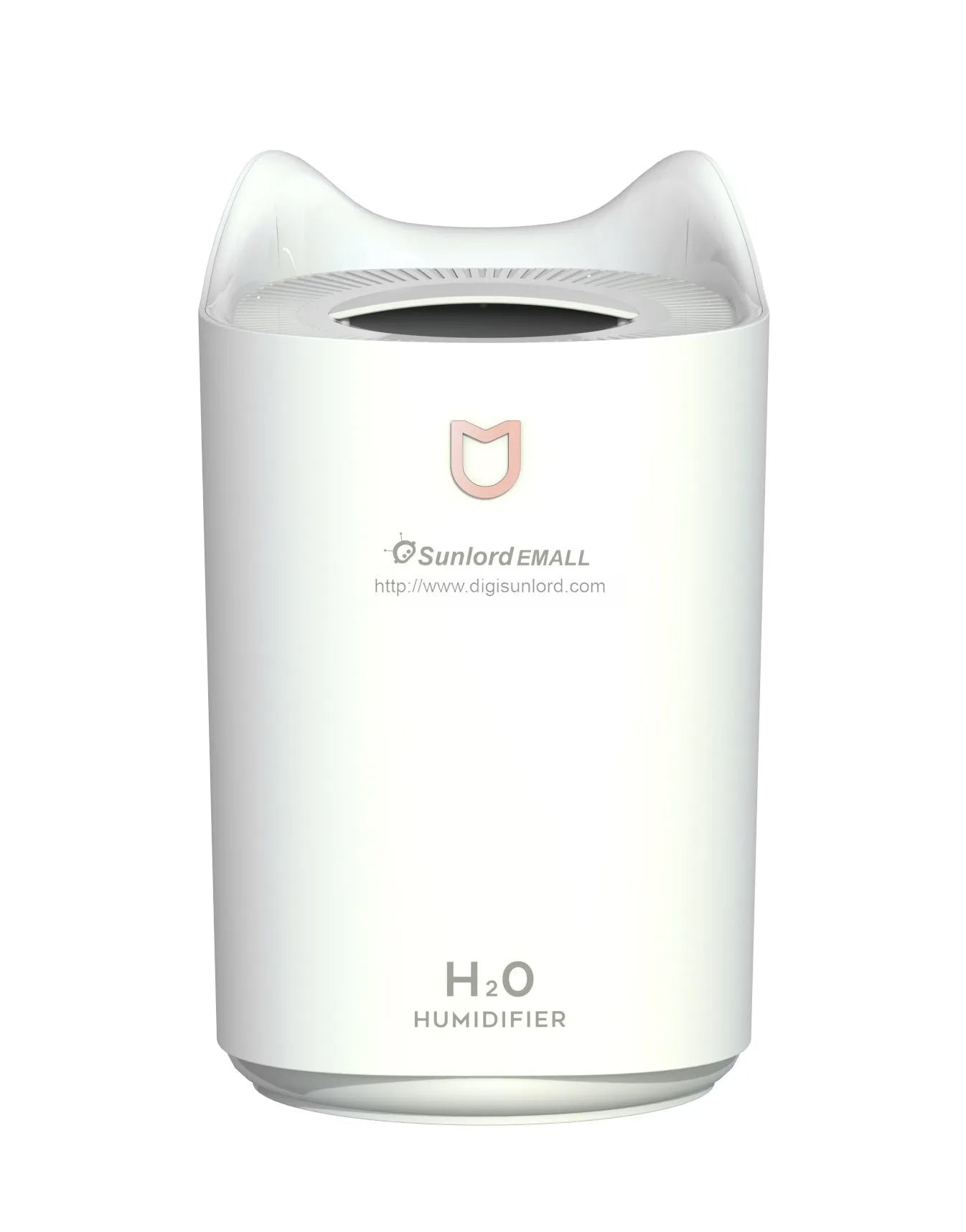 Coral Pink double spray humidifier with three mist outlets and USB cable