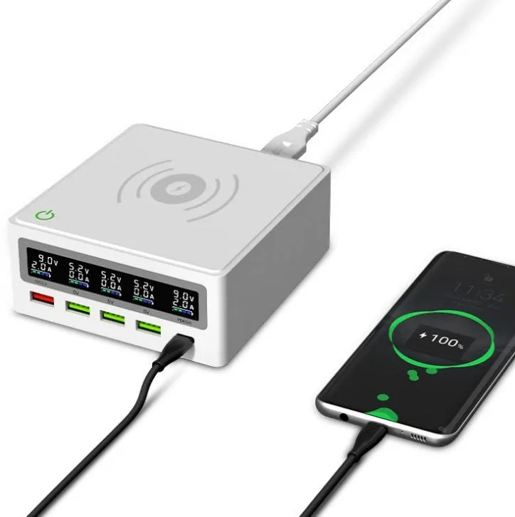 Amazon Explosive PD65W multi-port USB charger with wireless charging pad and QC3.0 fast charge
