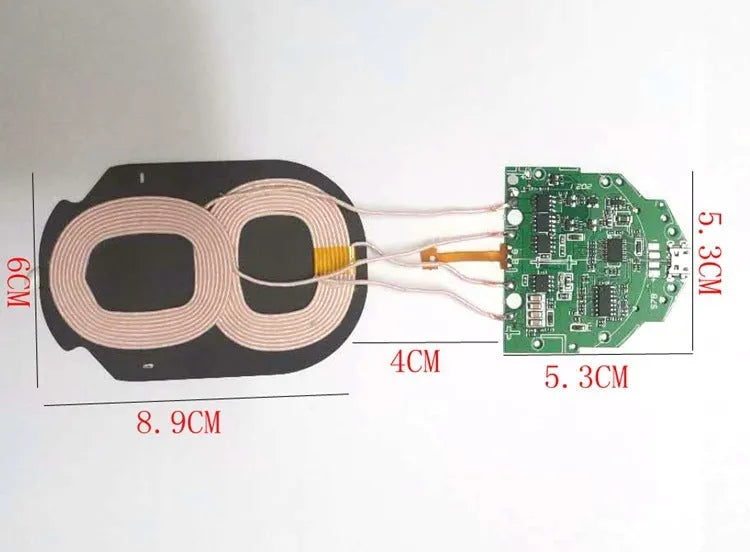 Qi dual coil wireless charger module 10W fast charging pad with CE FCC RoHS certification