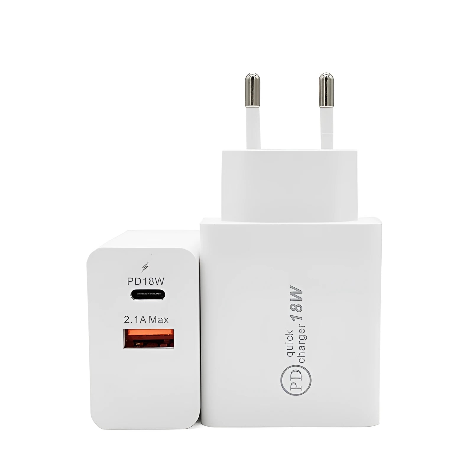 18W USB-C PD fast wall charger with US plug in black finish