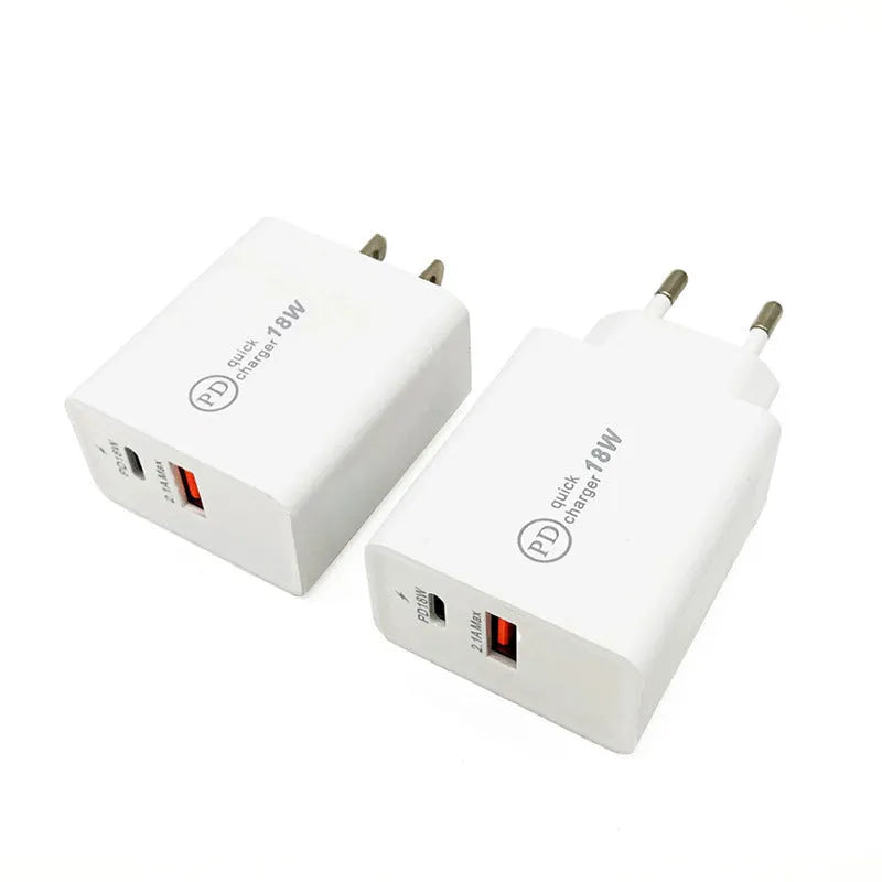 18W USB-C PD fast wall charger with US plug in black finish