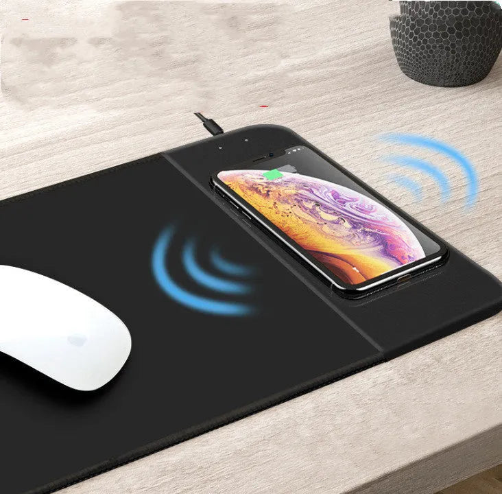 Colourful cartoon wireless charging mouse pad with RGB lighting, 298x215mm size