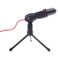 Black wired PC microphone with clip holder for karaoke and voice chat applications