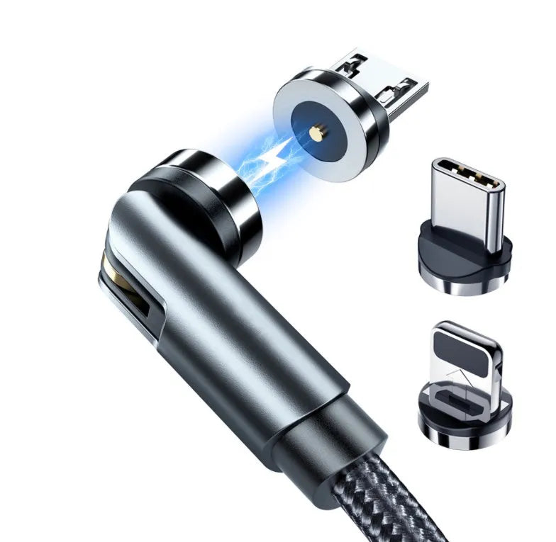 Essager 360-degree rotating magnetic USB charging cable with blue LED indicator and aluminium alloy shell