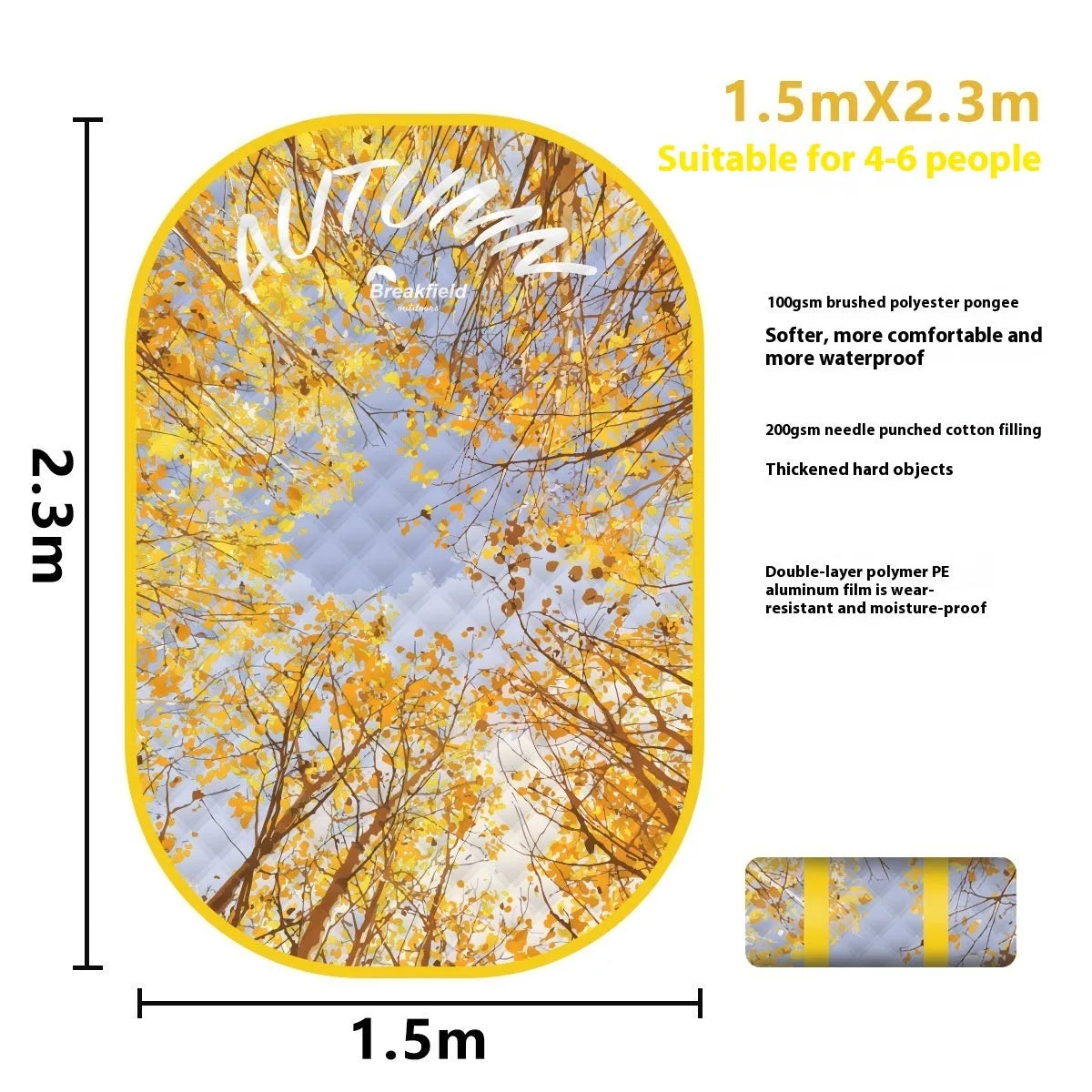 Waterproof ultrasonic thickening picnic mat in brushed fabric showing Four Seasons Series colour options