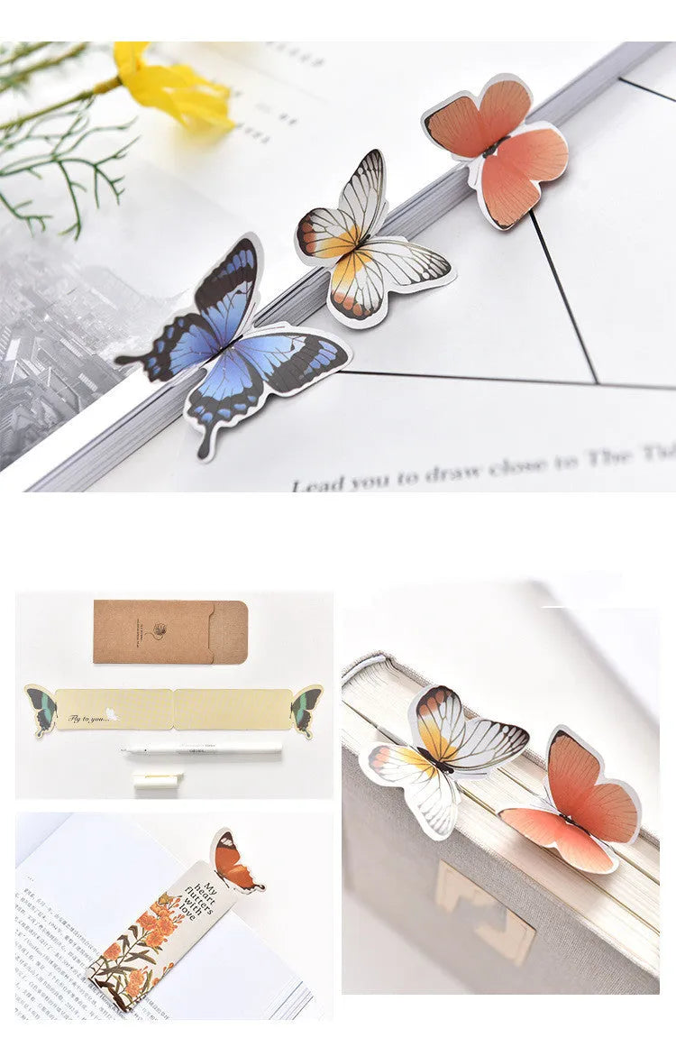 Butterfly-shaped paper bookmark from Fun Dream, showing random colour design.