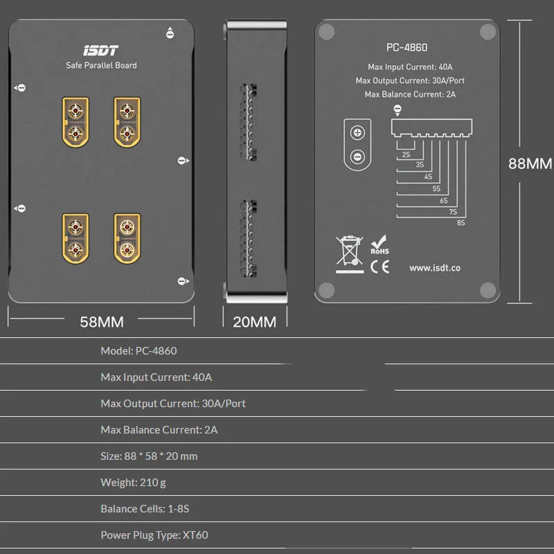 Grey Astor parallel charging board for electric toy vehicle batteries