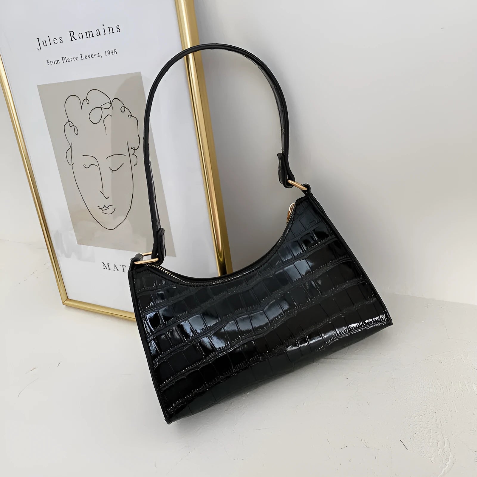 Small square women's underarm bag in PU leather available in multiple colours and animal prints
