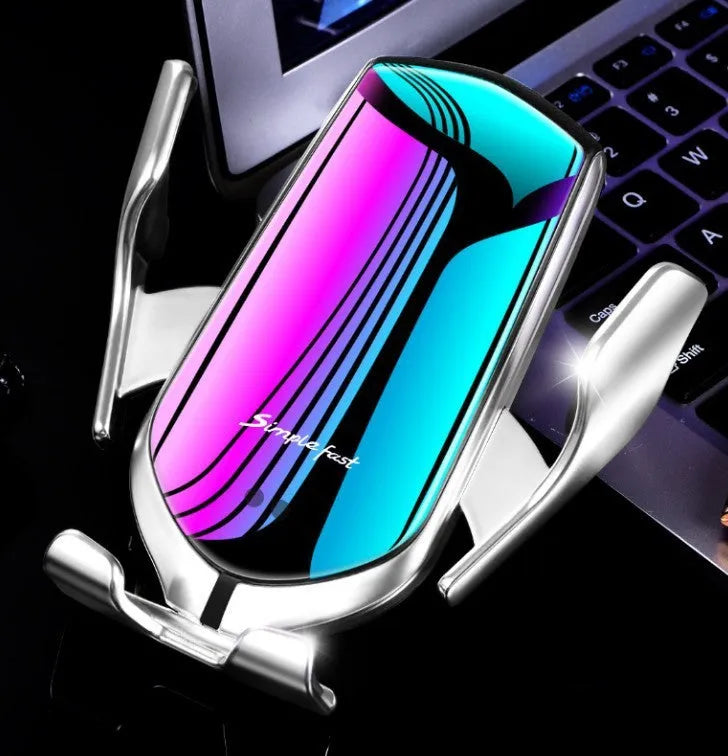 Magic Clip R1 automatic car mobile phone holder with wireless charging in gold or silver colour