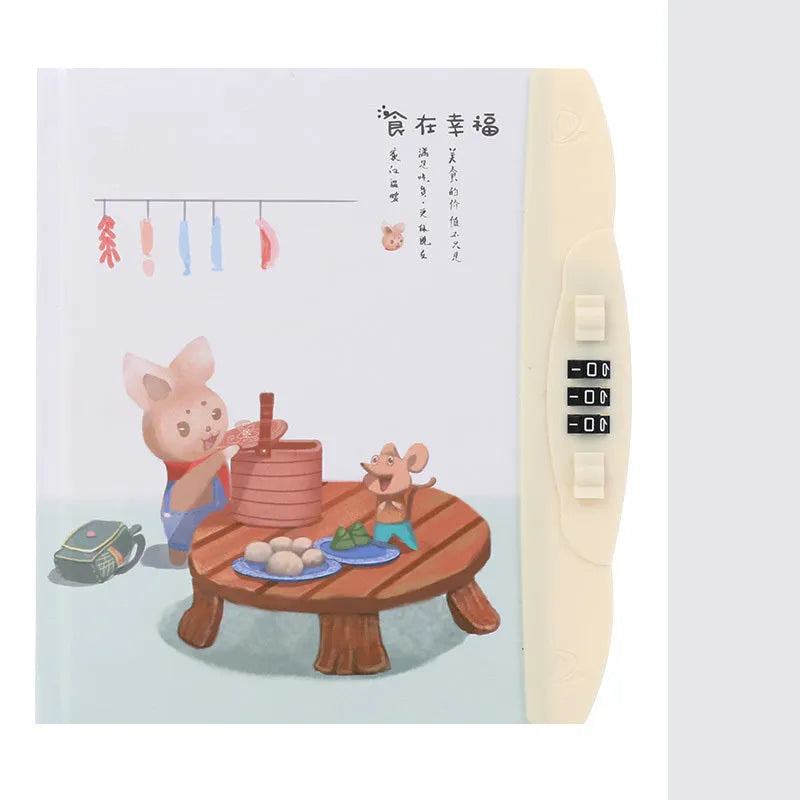 Children's lockable notebook with colourful space dinosaur cartoon paper cover