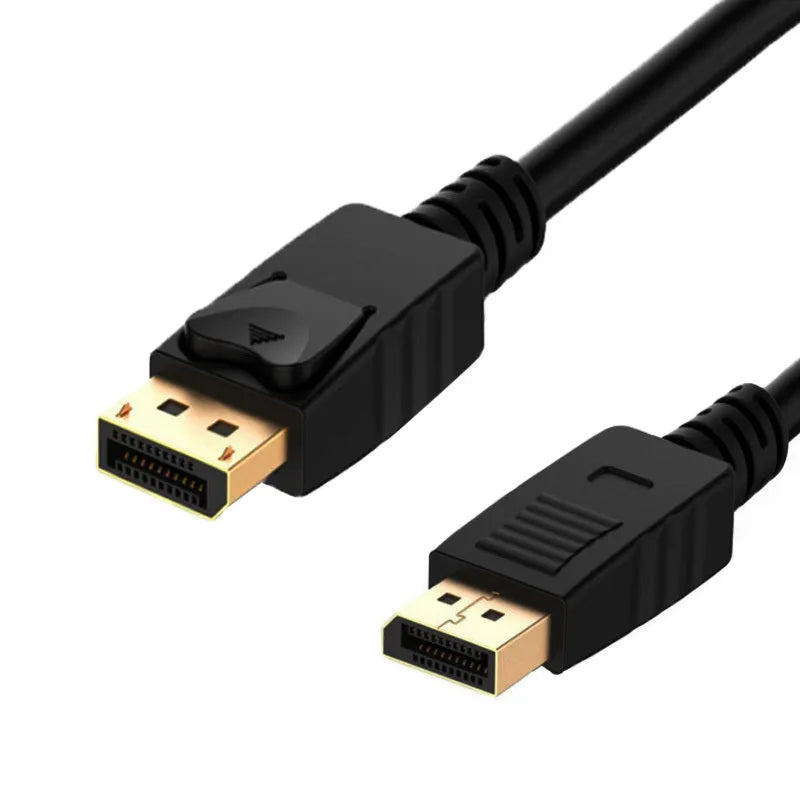 1.8m black DP male to DP male extension cable on a white background