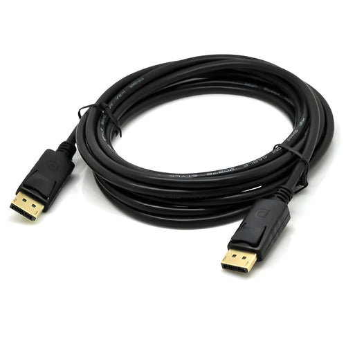 1.8m black DP male to DP male extension cable on a white background