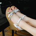 Women's pink wedge sandals with thick non-slip heels and fish mouth design